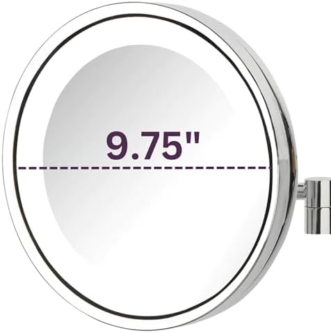 JERDON Lighted Wall Makeup Mirror with 5X Magnification
