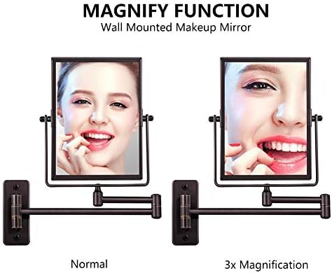 QiMH Wall Mounted Makeup Mirror with 3X Magnification
