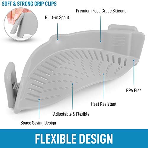 Zulay Adjustable Silicone Strainer - Food Grade Heat Resistant for Pots Pans