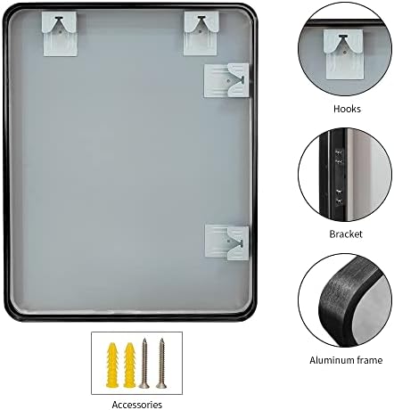 Matte Black Wall Mounted Mirror 22x28
