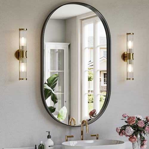 Brightify 24x40 Inch Black Oval Wall Mirror