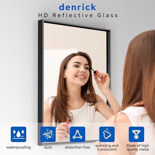 DENRICK 16x20 Inch Matte Black Frame Mirror