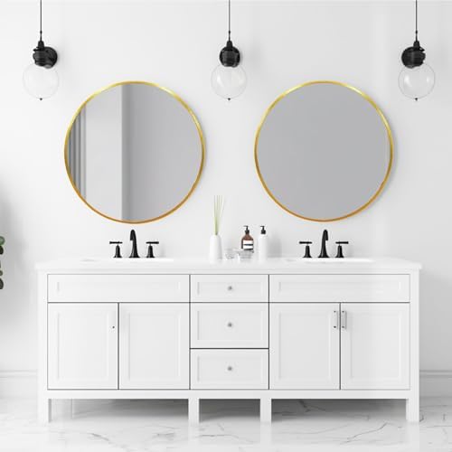 24 Inch Gold Round Mirror for Bathroom and Living Room