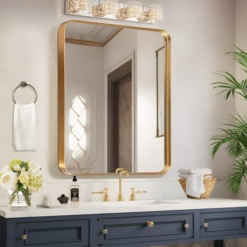 NicBex 28x24 Inch Gold Bathroom Vanity Mirror