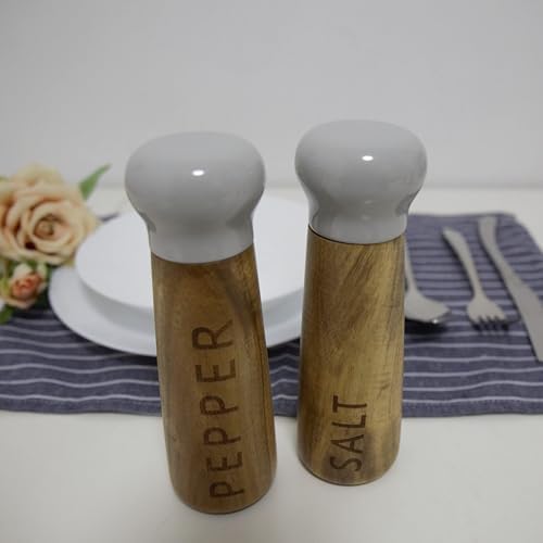 Tessie Jessie Wooden Salt Pepper Mill Set 8 Acacia Wood