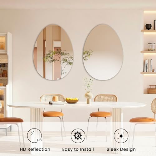 VASUHOME 24x32 Inch Frameless Wall Mirror for Bathroom Living Room Bedroom