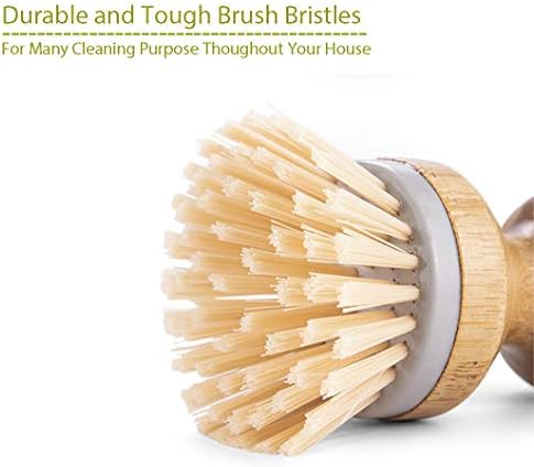 2-Pack Bamboo Cleaning Brushes for Kitchen and Bathroom Use