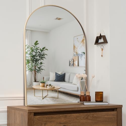 Dablue 24x36 Inch Arch Wall Mirror Gold Frame