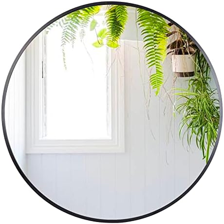 HomGarden 24 Black Round Wall Mirror for Entryway and Bathroom