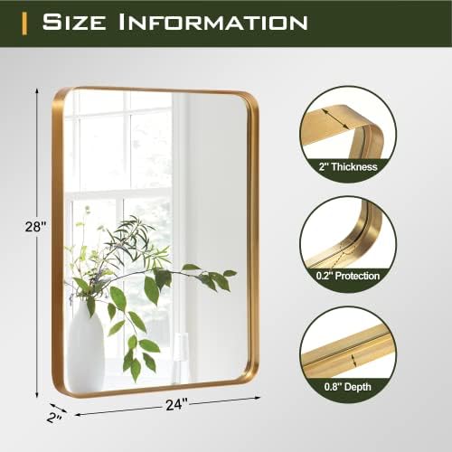 NicBex 28x24 Inch Gold Bathroom Vanity Mirror
