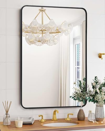 Amyove Black Metal Framed Bathroom Mirror 24X36 Inch