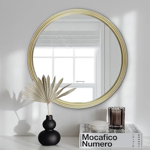 Gold Round Wall Mirror 24 Inch Modern Decor