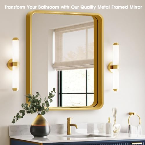 VSARHOUSE 36x30 Inch Black Metal Frame Bathroom Mirror