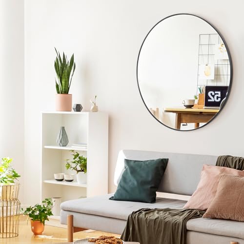 Smartxchoices 30 Inch Round Mirror with Metal Frame