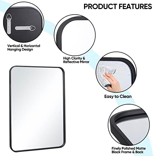 HomGarden Black Metal Framed Wall Mirror 22x30