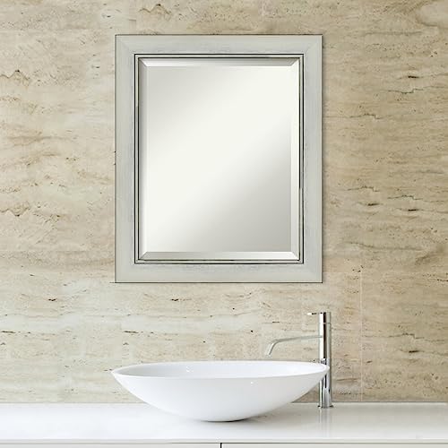 Amanti Art Silver Bathroom Mirror 24x20 Flair Frame