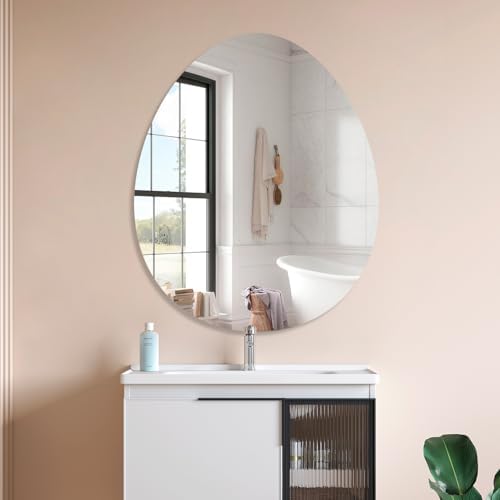 VASUHOME 24x32 Inch Frameless Wall Mirror for Bathroom Living Room Bedroom