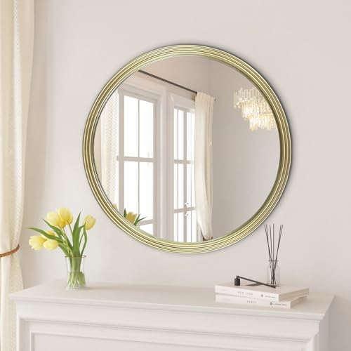 Gold Round Wall Mirror 24 Inch Modern Decor