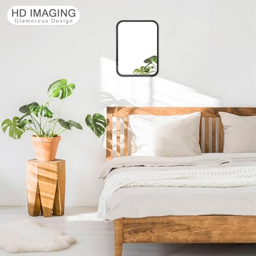 AOAOPQ Rectangular Wall Mirror with Rounded Corners - Black Frame