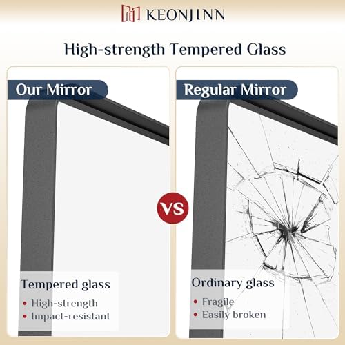 Keonjinn Black Bathroom Mirror 16x20 Rounded Rectangle Farmhouse
