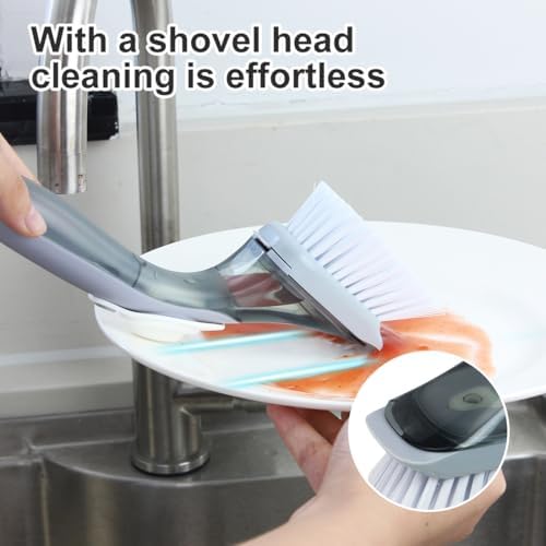 CQT Dish Brush with Soap Dispenser and Holder