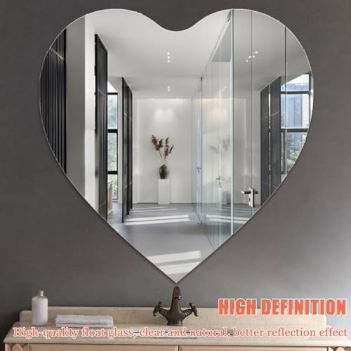 LTSRLL Heart-Shaped Mirror Tiles for Bathroom and Vanity