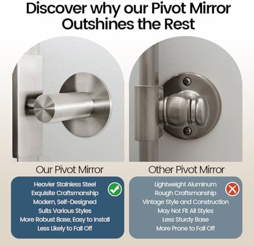 MOON MIRROR Brushed Nickel Pivot Mirror for Bathroom