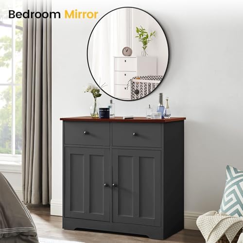 GAOMON 32 Inch Round Black Wall Mirror