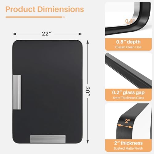 Atilioo 30x22 Inch Black Metal Bathroom Mirror