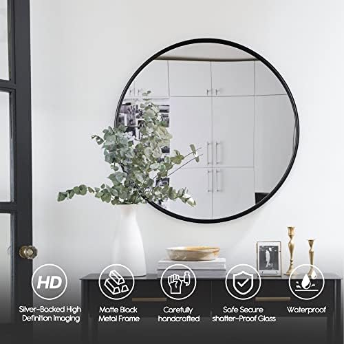 Black Round Mirror 30 Inch for Wall