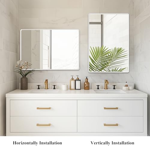 Fabuday 20x30 Inch White Bathroom Mirror with Matte Metal Frame 1