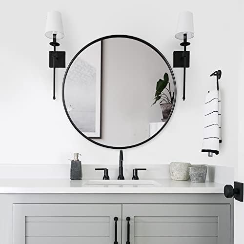 Black Round Mirror 30 Inch for Wall