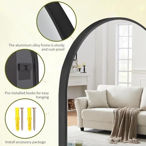Arch Bathroom Mirror 20x30 Black Metal Frame
