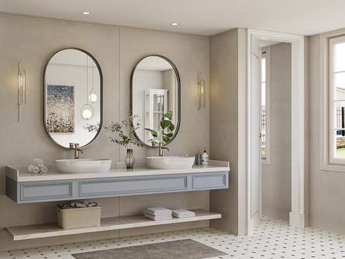 Brightify 24x40 Inch Black Oval Wall Mirror