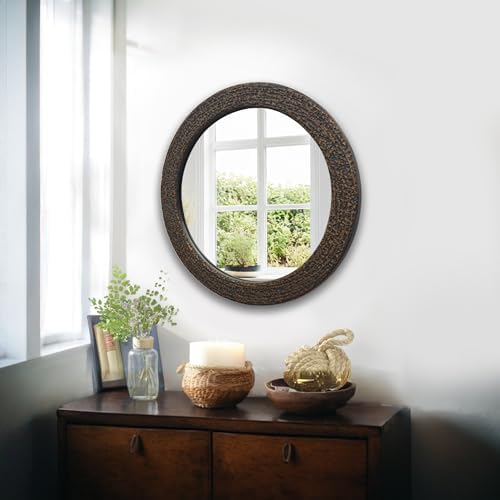 COVLON Round Wall Mirror 2375 x2375 Inch Wood Frame