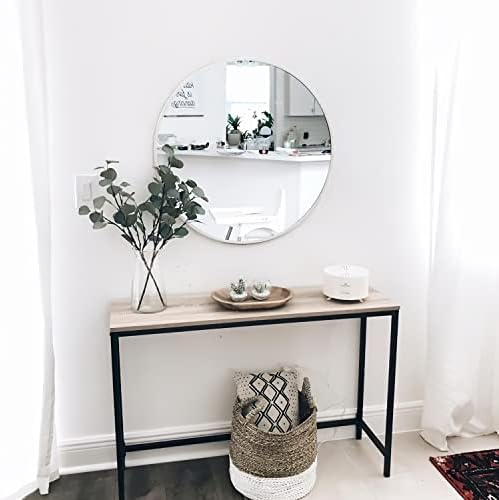 24 White Round Mirror with Metal Frame