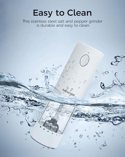 Newise Electric Salt Pepper Grinder Set with LED Light 2 Pack White