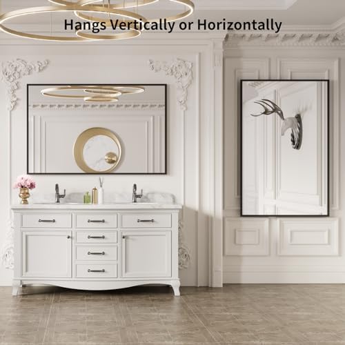 LOAAO 40x30 Black Rectangle Wall Mirror 1