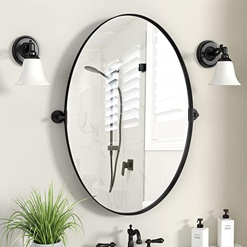 NXHOME 18 x 28in Black Oval Wall Mirror