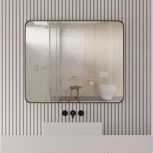SNUGACE Black Metal Framed Mirror 20 x 28