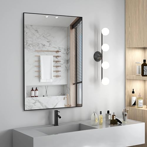 CRATECOOP 20 x 30 Black Wall Bathroom Mirror