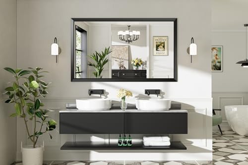 Briivue 60x36 Black Bathroom Mirror with Frame