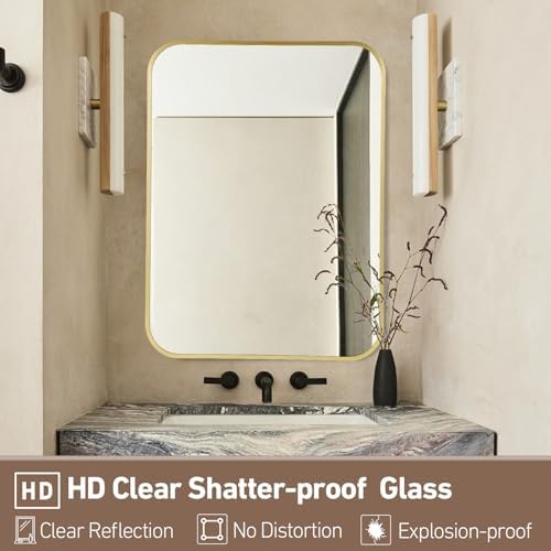 FARMER 16x20 Inch Matte Gold Bathroom Mirror 1