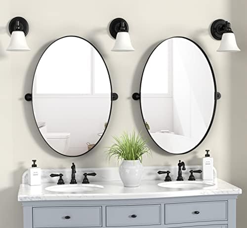 NXHOME 18 x 28in Black Oval Wall Mirror
