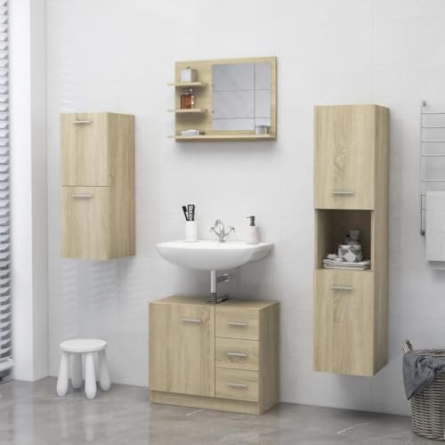 vidaXL Wall Mounted Bathroom Mirror Cabinet with Glossy Finish