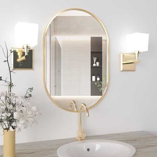FARUIFETT 20x30 Inch Gold Oval Wall Mirror