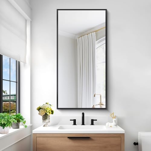 BONEWEI 24x48 Inch Black Wall Mirror
