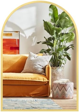 Heymirro Arched Mirror 24x36 Inch Gold Aluminum Frame