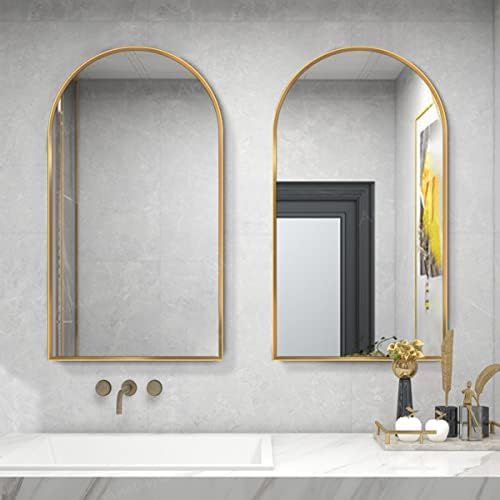 TinyTimes 30x20 Arched Wall Mirror with Gold Frame