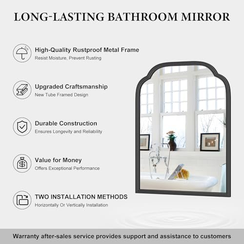 Ferytange 18x24 Inch Black Wall Mirror with Metal Frame 1